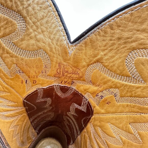 Justin Men Size 11D 1967 Brown Tan Leather Pull On Western Cowboy Boot - Picture 10 of 13